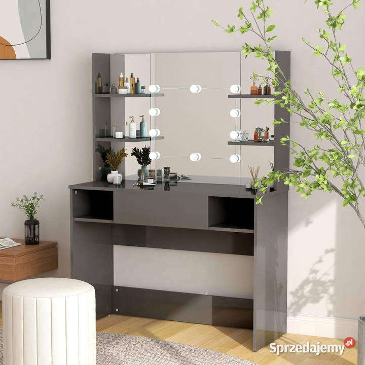 Stolik do makijażu z LED 100x40x135 MDF lśniący Warszawa