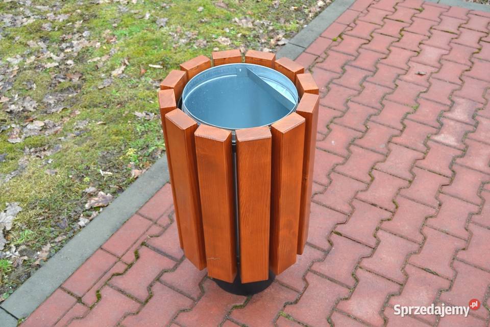 Kosz na śmieci miejski okrągły stalowy parkowy Gniezno