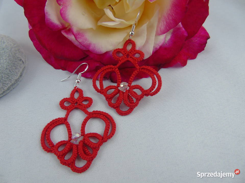 Kolczyki frywolitkowe różne wzory i kolory małopolskie Wiśniowa