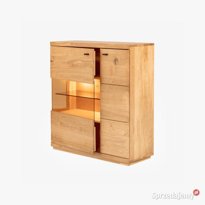 Komoda dębowa przeszklona nowoczesna Pinos 04 Komody Białystok