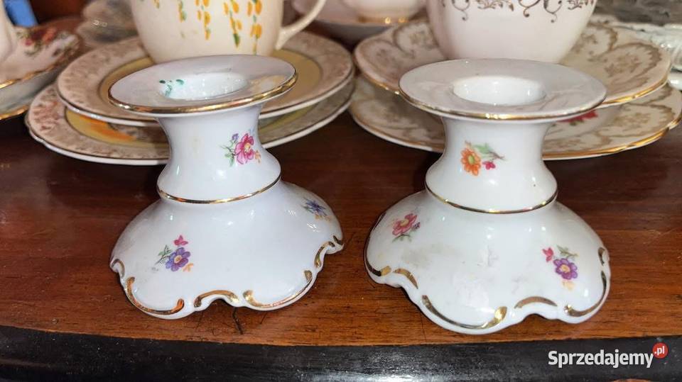 Porcelanowe 2 świeczniki Syg PM Import FRIEDRICH Porcelana i szkło pomorskie