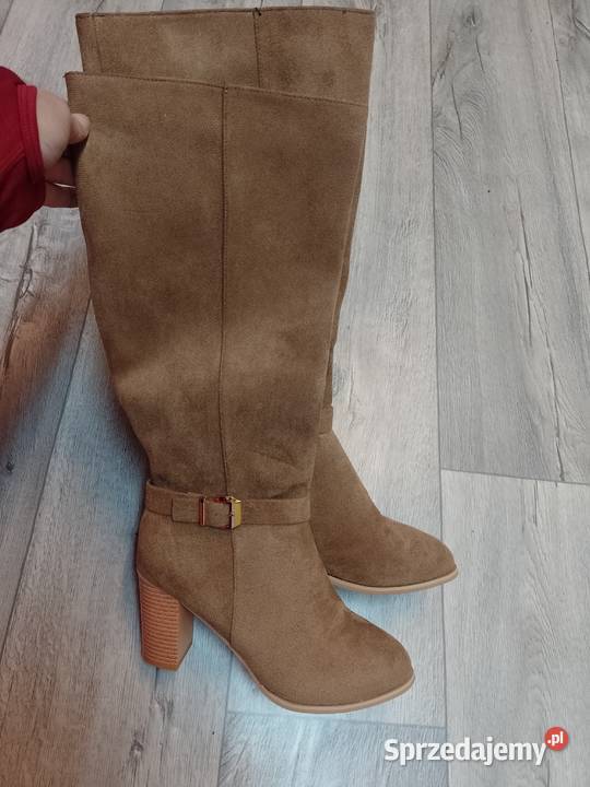 40 Brązowe biznesowe Kozaki wieczorowe na słupku Kraków