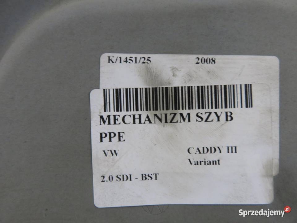 PODNOŚNIK SZYBY PRAWY PRZEDNI VW CADDY III