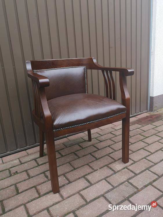 Stary Fotel Krzesło Dębowe Gabinetowe Antyk wielkopolskie