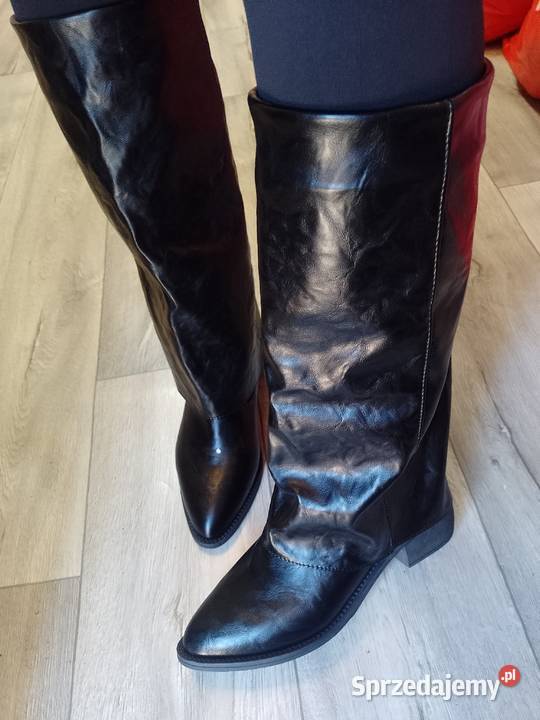 4041 Czarne marszczone Mega wygodne Kozaki 26cm Kozaki Kraków