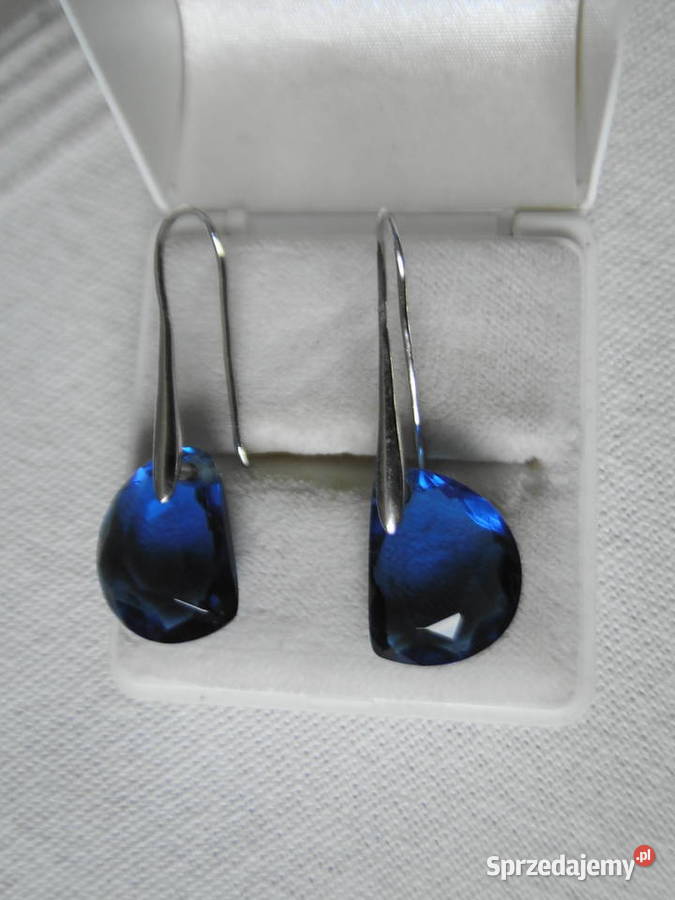 Kolczyki srebro i błękitne kryształki Warszawa