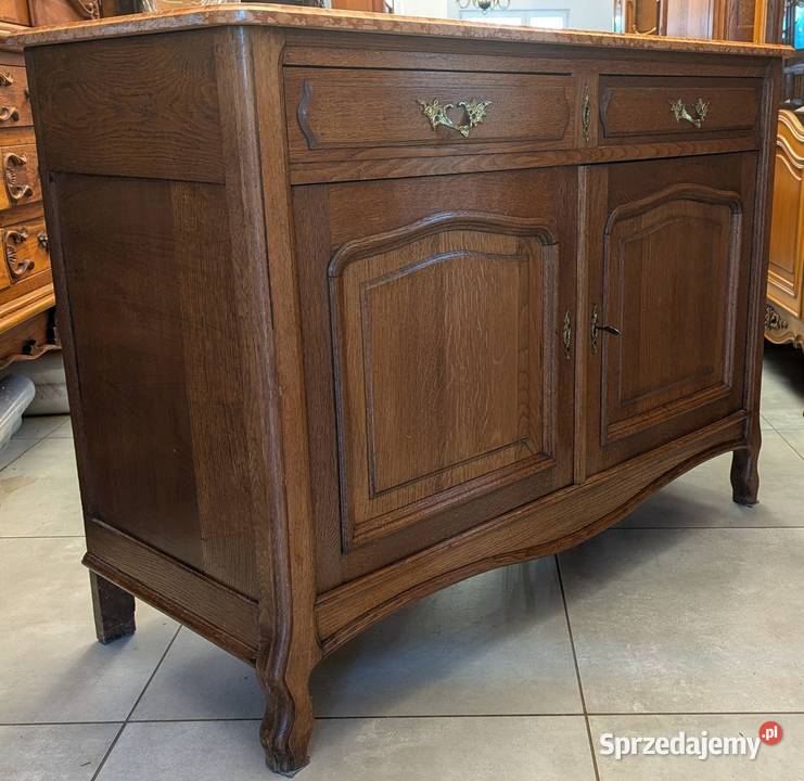 Piękna dębowa komodaszafka secesyjna z marmurem Dąbrowa Górnicza