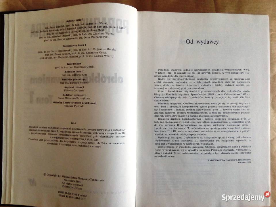 Obróbka skrawaniem tom I Poradnik inżyniera