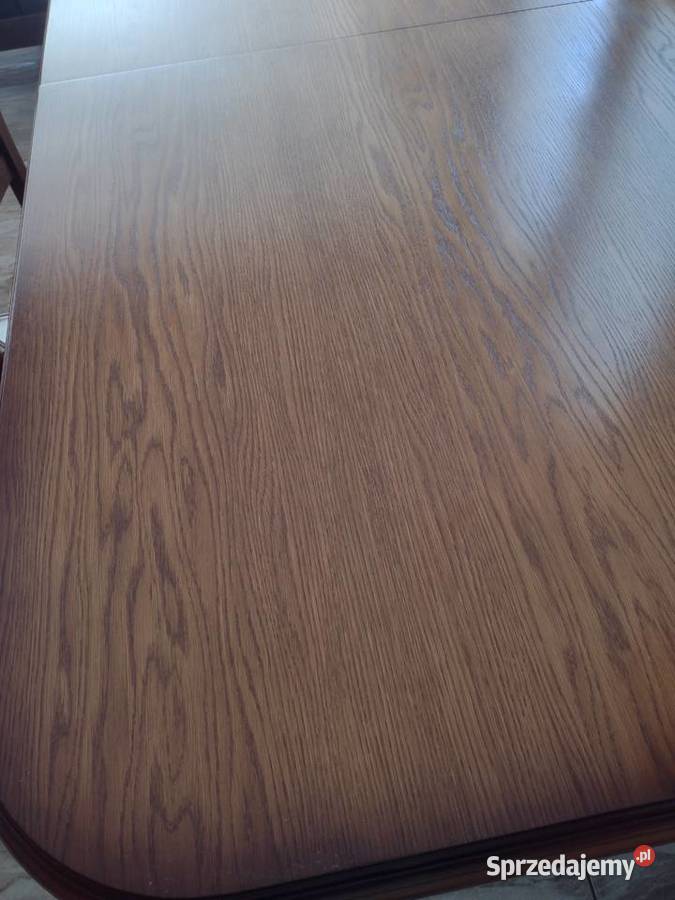 unikatowy stół dębowy rozkładany 6 krzeseł Bierna