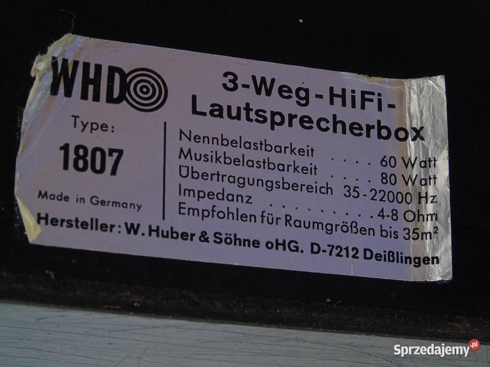 Kolumny WHD 1807 sprawne ładne Vintage DOSTAWA podkarpackie Jasło