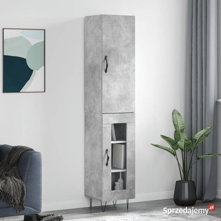 Wysoka szafka szarość betonu 345x34x180 Warszawa
