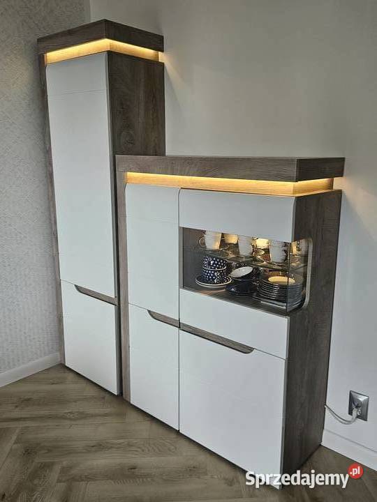 Komplet Mebli IRMA dąbbiały komoda kredens regał Meble do salonu Bydgoszcz