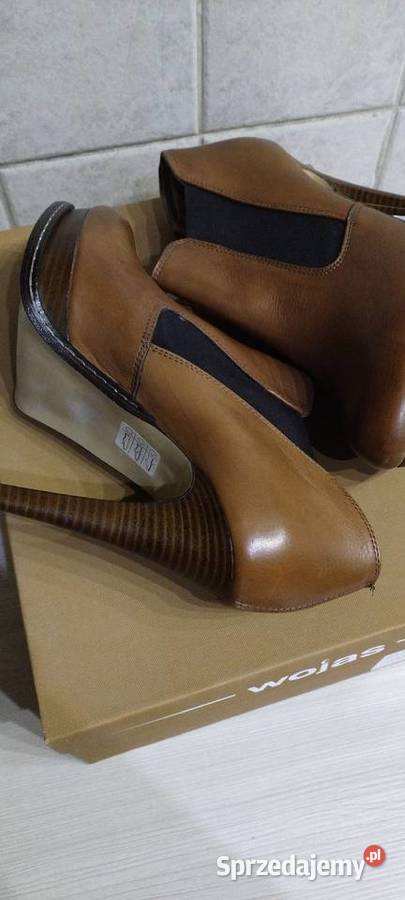 Buty do kostek na obcasie skóra naturalna WOJAS Lublin sprzedam