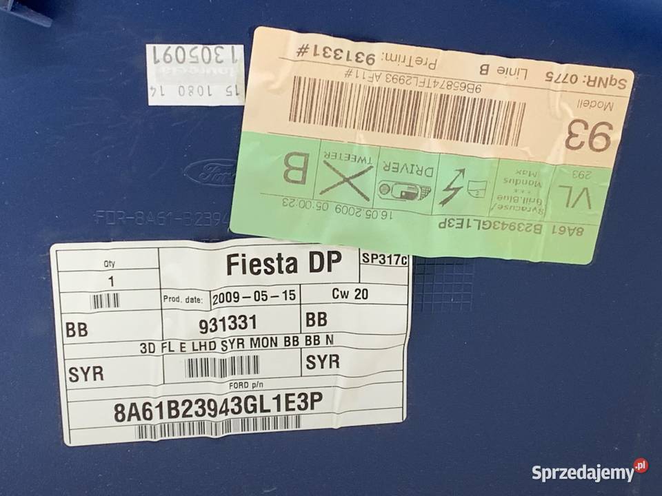 BOCZEK DRZWI LEWY PRZÓD FORD FIESTA MK7 podkarpackie