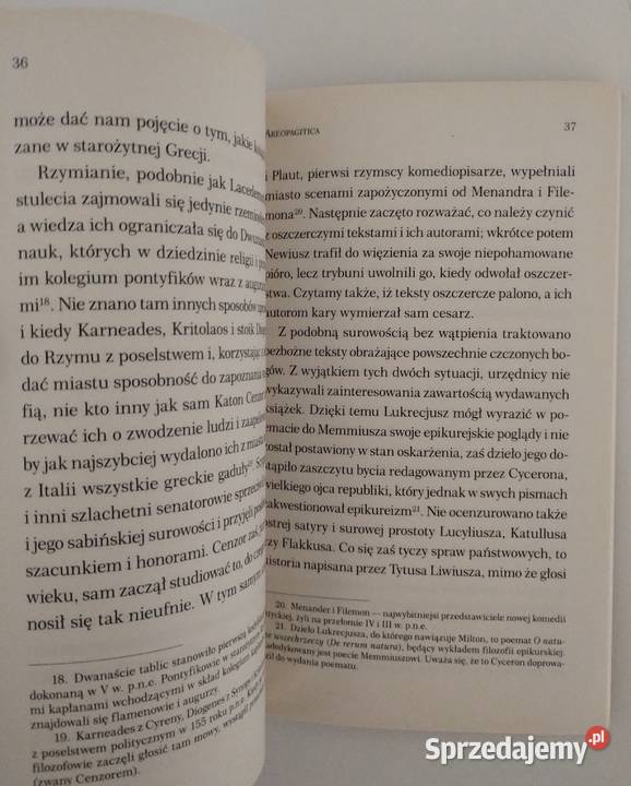 Areopagitica John Milton Książki naukowe i popularnonaukowe Bełchatów