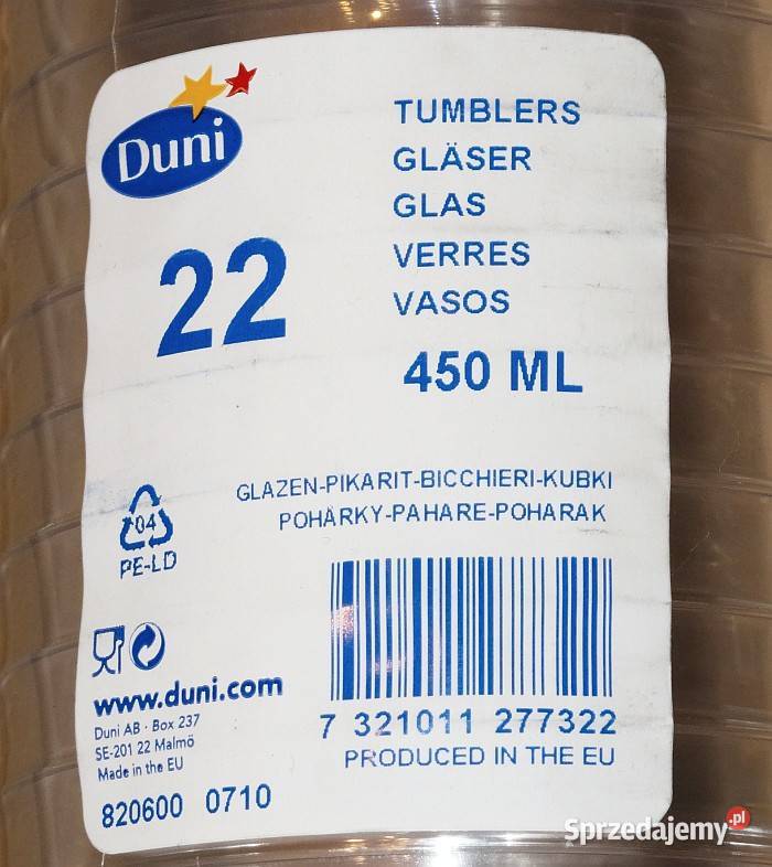 Kubki szklanki kufle plastikowe twarde PELD DUNI Gliwice