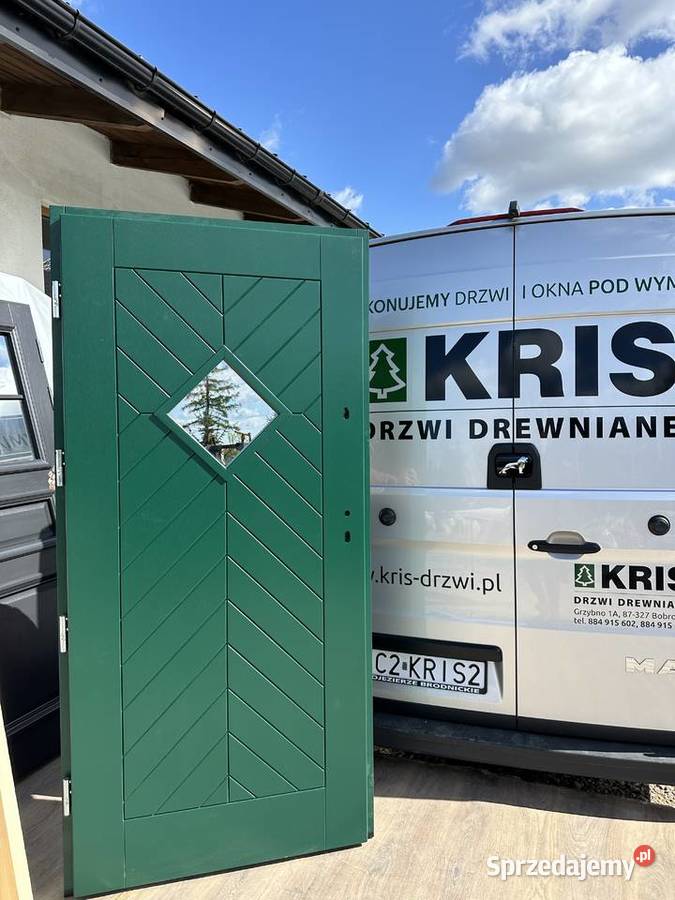 Drzwi zewnętrzne drewniane zielone NA WYMIAR Drzwi zewnętrzne Brodnica