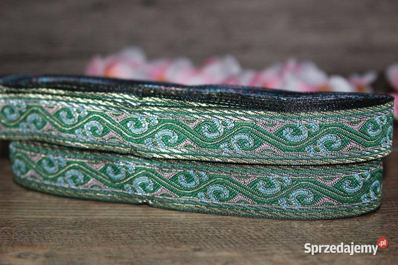Taśma ozdobna żakardowa 18 m kolor zieleni wielkopolskie