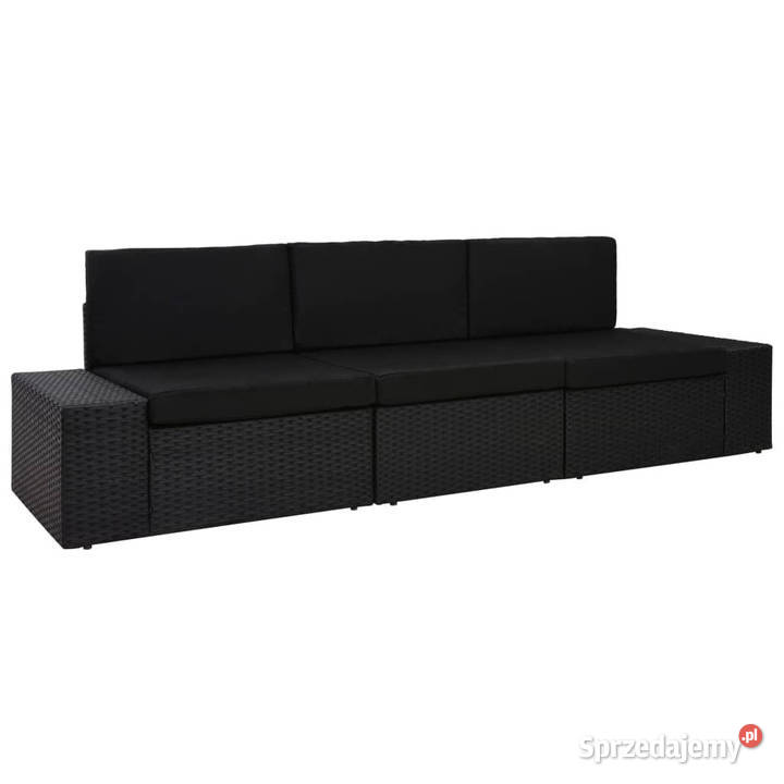 Sofa modułowa 3osobowa rattan PE czarna WM49506
