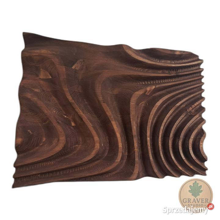 Płaskorzeźba drewniana fale wody dekoracja Obrazki i obrazy zachodniopomorskie Malechowo