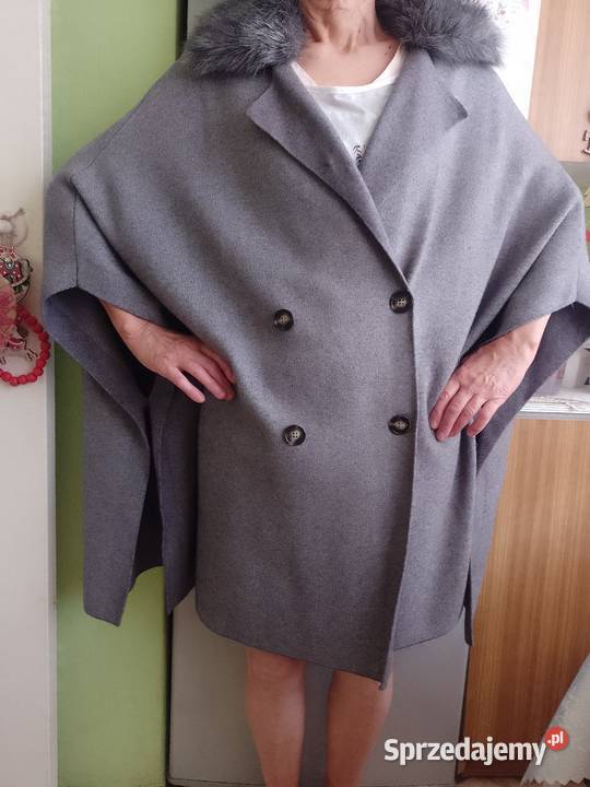 36S ZARA Płaszcz dzianinowy z futrzanym Rozmiar 36(S) Kraków sprzedam