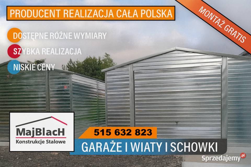 OTWARTY Duży Dwuspadowy Garaż Blaszany MAGAZYN Nieruchomości pomorskie Bytów