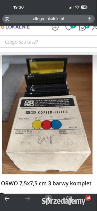 Filtry ORWO 75x75 3 barwy komplet podkarpackie Łańcut