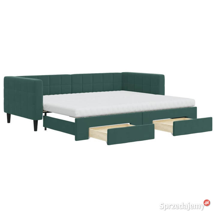 Sofa rozsuwana z szufladami ciemnozielona Warszawa