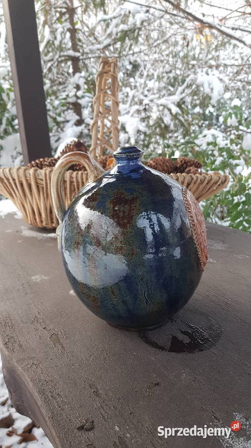 Stara butla naczynie wazon ciekawie szkliwona śląskie Myszków