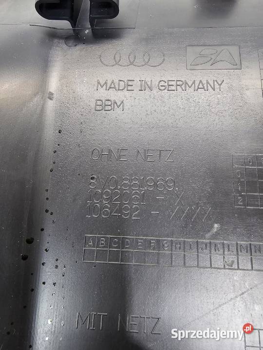 OSŁONA TYLNA FOTELA AUDI A3 8V 8V0881969 CZARNA osobowe Przystajń