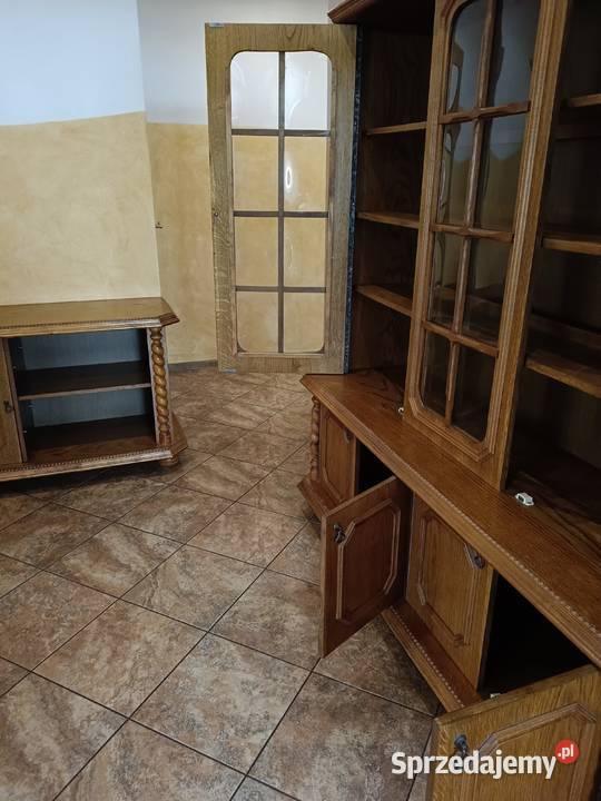 Witryna dębowa przeszklona z szafką RTV kujawsko-pomorskie Lipno