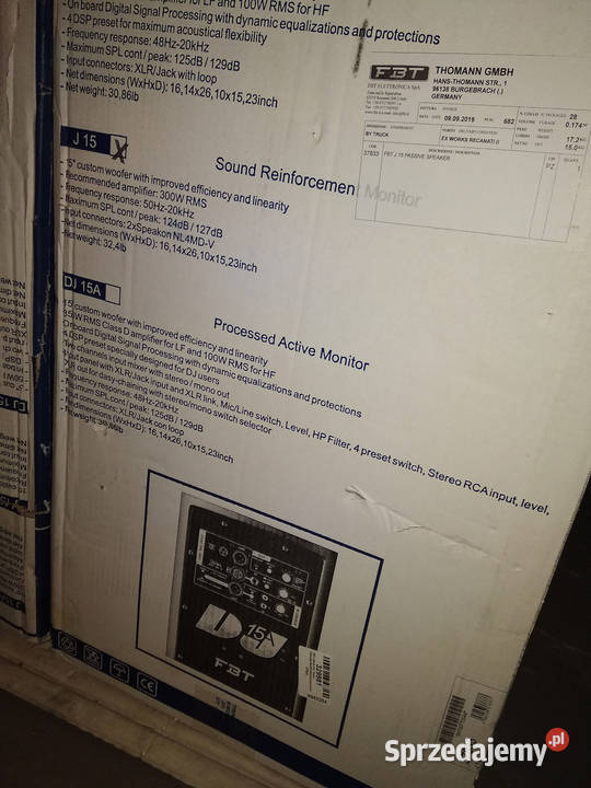 Sprzedam dwie nowe kolumny włoskiej firmy FBT Nowy Sącz