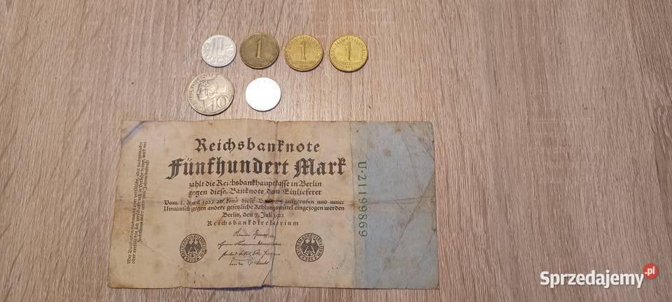 monety z Austrii 6 i banknot niemiecki z 1923 r