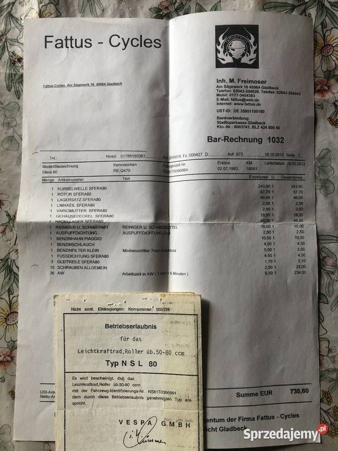 Piaggio Sfera NSL 80 ładny z Niemiec Sztum sprzedam
