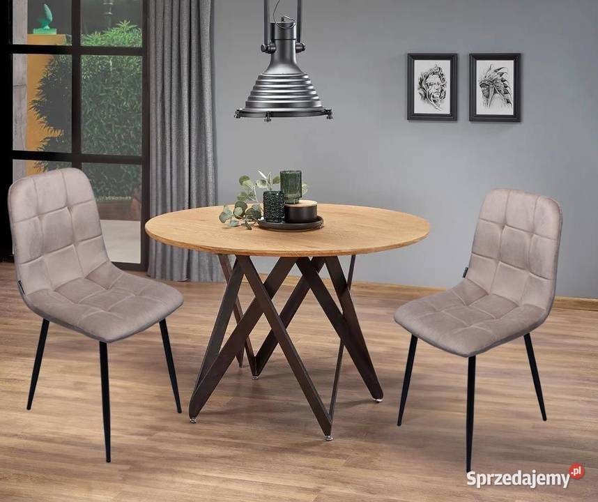 Zestaw 2 krzesło tapicerowane welurowe do salonu