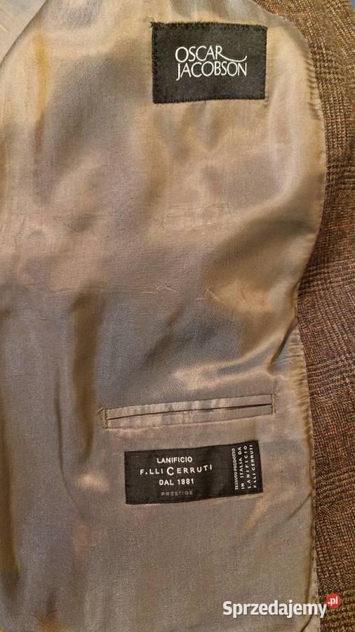 Męska MARYNARKA Oscar Jacobson 56 100 wełna jowa brązowy/beżowy Lublin