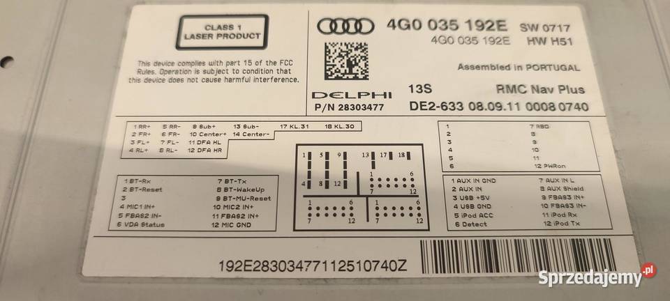 AUDI A7 4G CZYTNIK MMI 4G0035192E