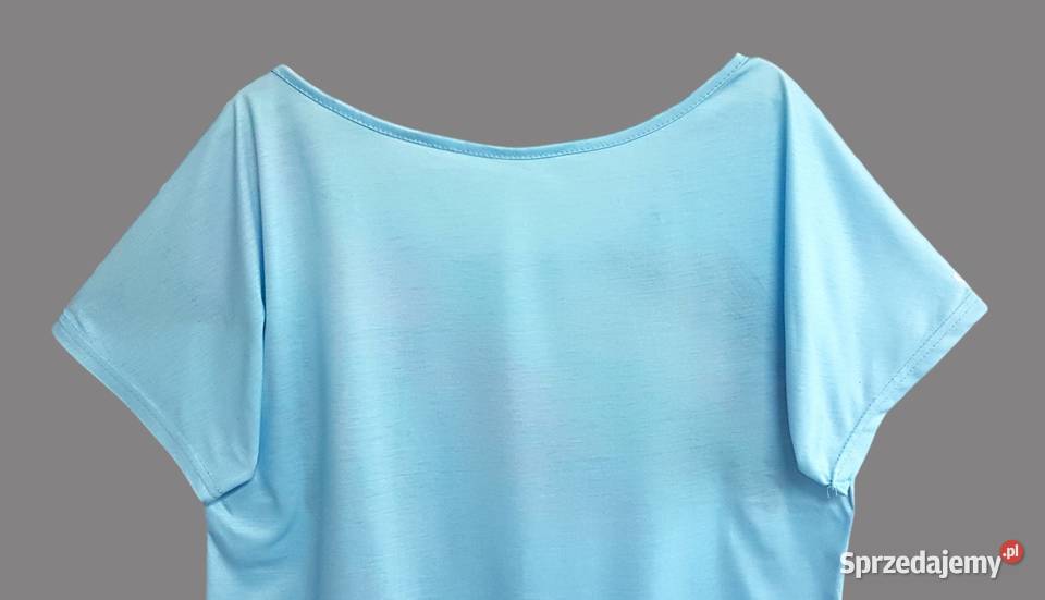 Damska bluzka błękitna z krótkim rękawem z Bluzki i koszule Chrzanów