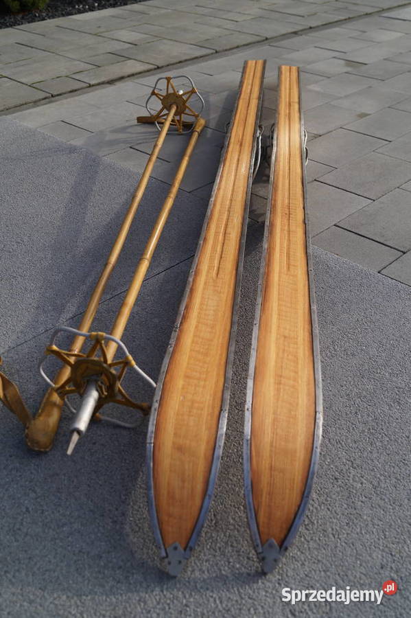 Stare narty hikorowe 180 kijki Pruchnik