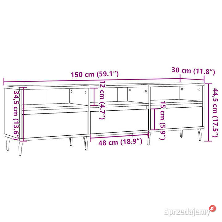 Szafka pod TV stare drewno 150x30x445 WM857191 Warszawa