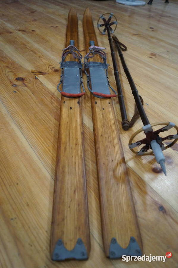 Stare narty jesionowe 180 z kijkami