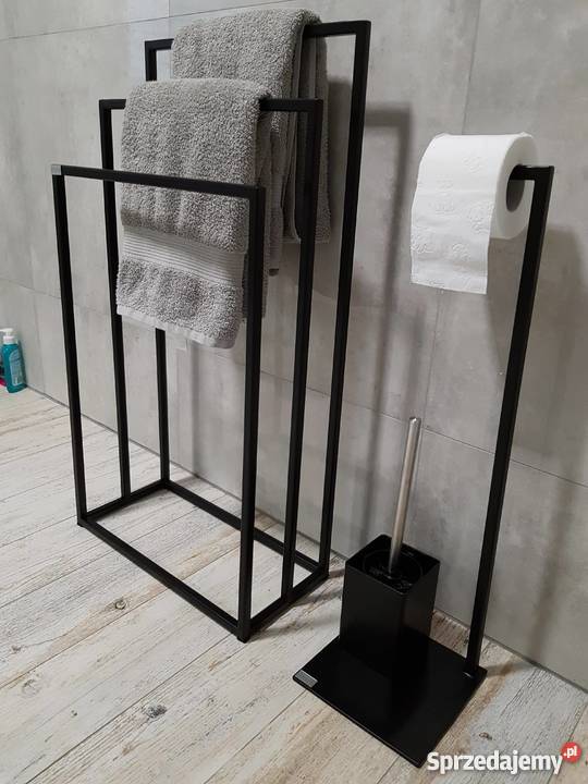 Komplet łazienkowy stojak WC wieszak Akcesoria łazienkowe pomorskie Grzybno