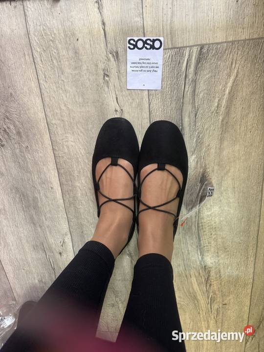 40 Asos design Czarne baleriny sznurowane z czarny Kraków