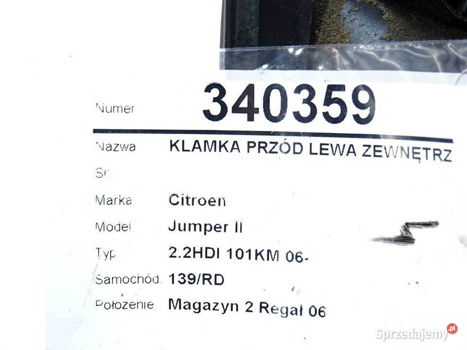 KLAMKA PRZÓD LEWA ZEWNĘTRZNA CITROEN JUMPER II