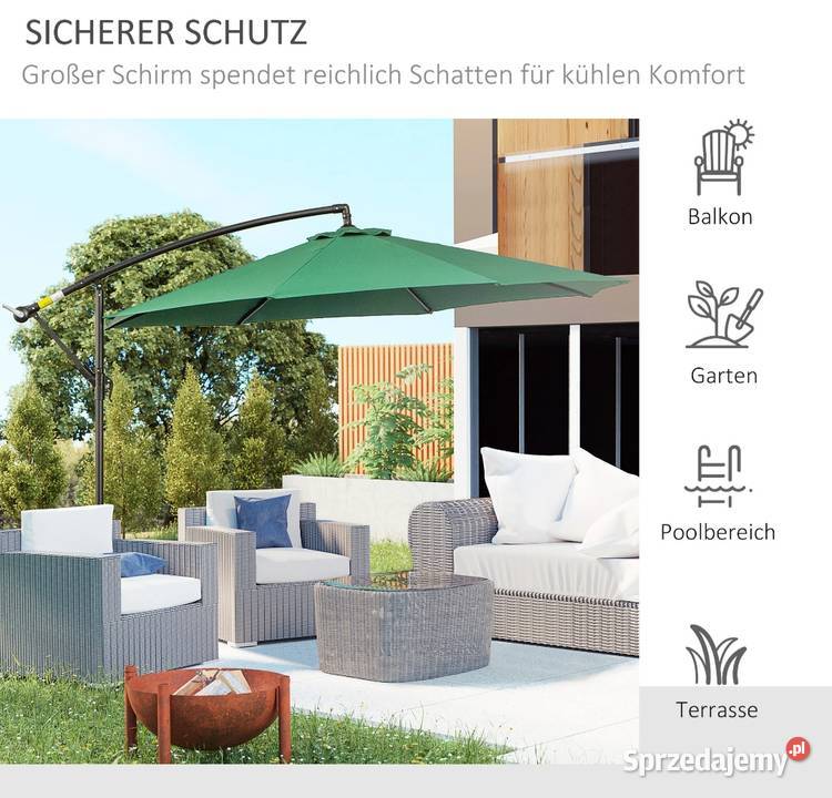 Parasol ogrodowy przeciwsłoneczny odpinany na