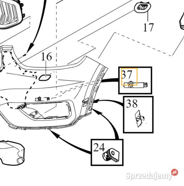VOLVO XC40 prawy zewnetrzny wspornik koszyk