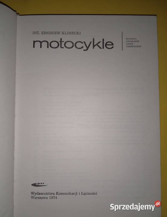 Sprzedam książkę motocykle Z Klimecki 1974 Poradniki, albumy i reportaże