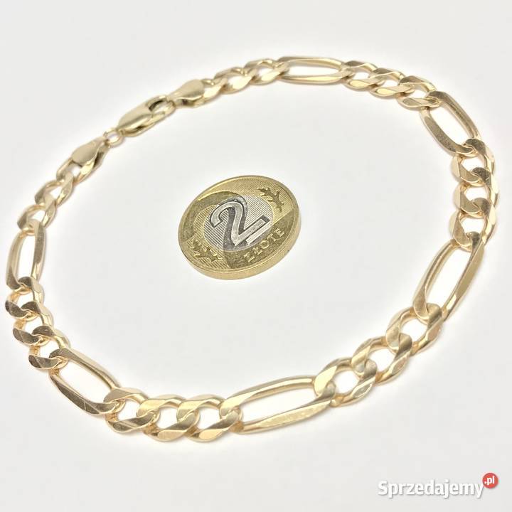 Złota BRANSOLETKA męska 14K cudowna FIGARO 24 Biżuteria dla Panów Warszawa