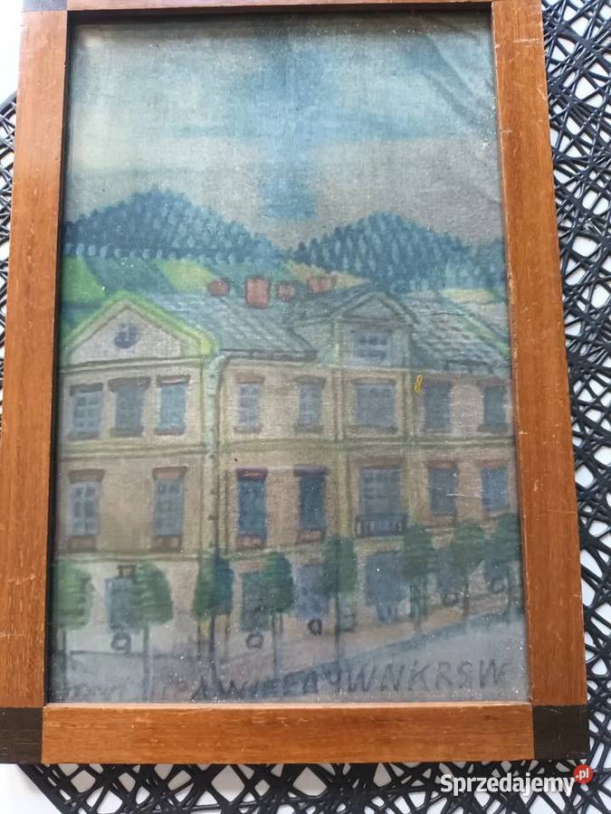 Stara akwarela pejzaż pomorskie Malbork sprzedam