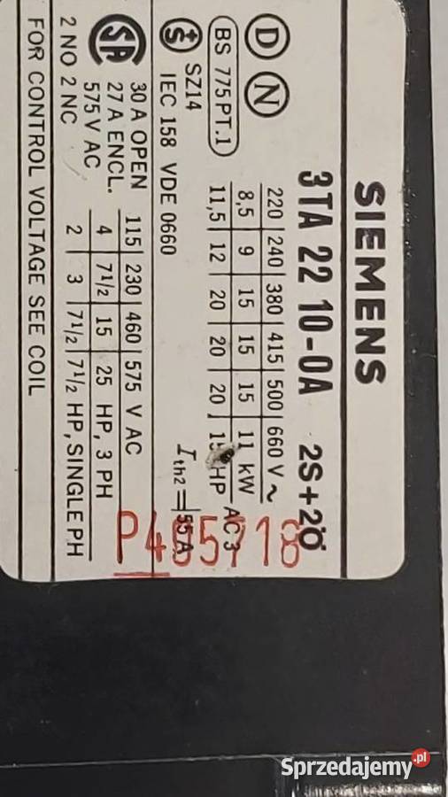 Stycznik SIEMENS 3TA 22 100A Wyszków